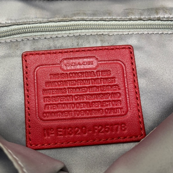 COACH VINTAGE LEOPARD PRINT TOTE WITH RED LEATHER TRIM - Picture 14 of 15